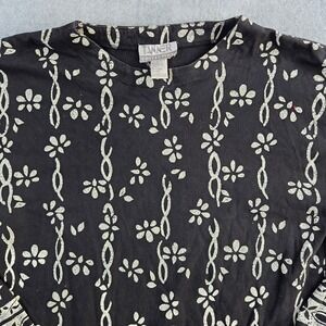 Tanner Collection Long Sleeve Top Womens Small Black Floral Cotton Vintage